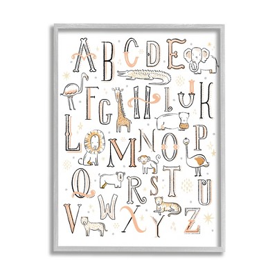 Stupell Industries Nursery Animal Alphabet Chart Soft Orange White