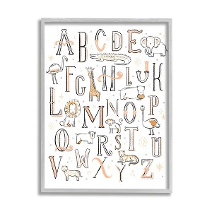 Stupell Industries Nursery Animal Alphabet Chart Soft Orange White - 1 of 4