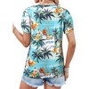 Nlife Womens Puff Short Sleeve Hawaiian Shirts Floral Tropic Printed Pleated V Neck Summer Casual T-Shirt Trendy Boho Blouses Tops - 4 of 4