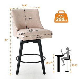 Vipbear Counter Height Bar Stools Set of 1/2/3, Modern Swivel Barstools with Back and Wood Legs,26" H Kitchen Counter Stools,Kitchen Island Home Bar - 1 of 4