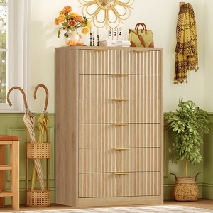 Usikey Fluted 6 Drawers Dresser for Bedroom, 48" H Modern Chest of Drawers with Metal Handle, Wood Closet Organizer Wood Dressers for Living Room - 1 of 4