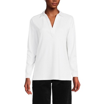 Lands' End Women's Long Sleeve Sport Knit Johnny Collar Top