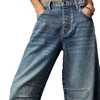 Womens Baggy Jeans for All Season Wide Leg Barrel Jeans Vintage Mid Rise Horseshoe Jeans Casual Loose Fit Jeans Summer Pants - 3 of 4