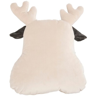Reno Reindeer Multicolored Plush Holiday Pillow