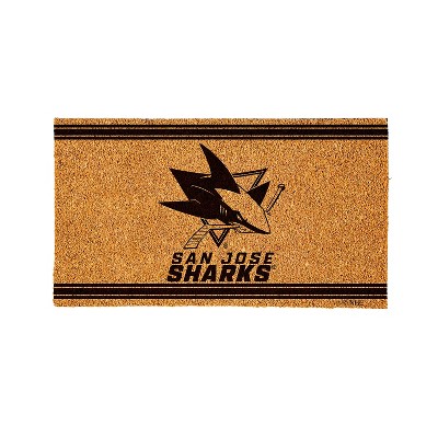 Evergreen San Jose Sharks Logo Natural Coir 28 x 16 Inches Indoor Outdoor Doormat