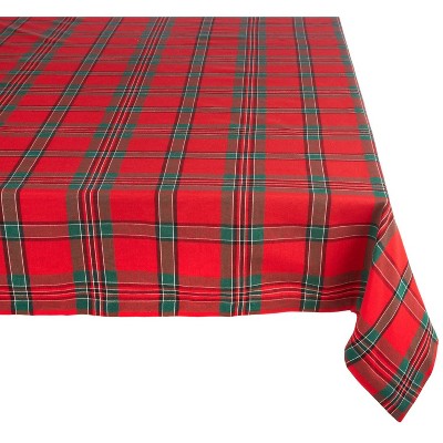 120"x60" Holiday Plaid Tablecloth Red/Green - Design Imports