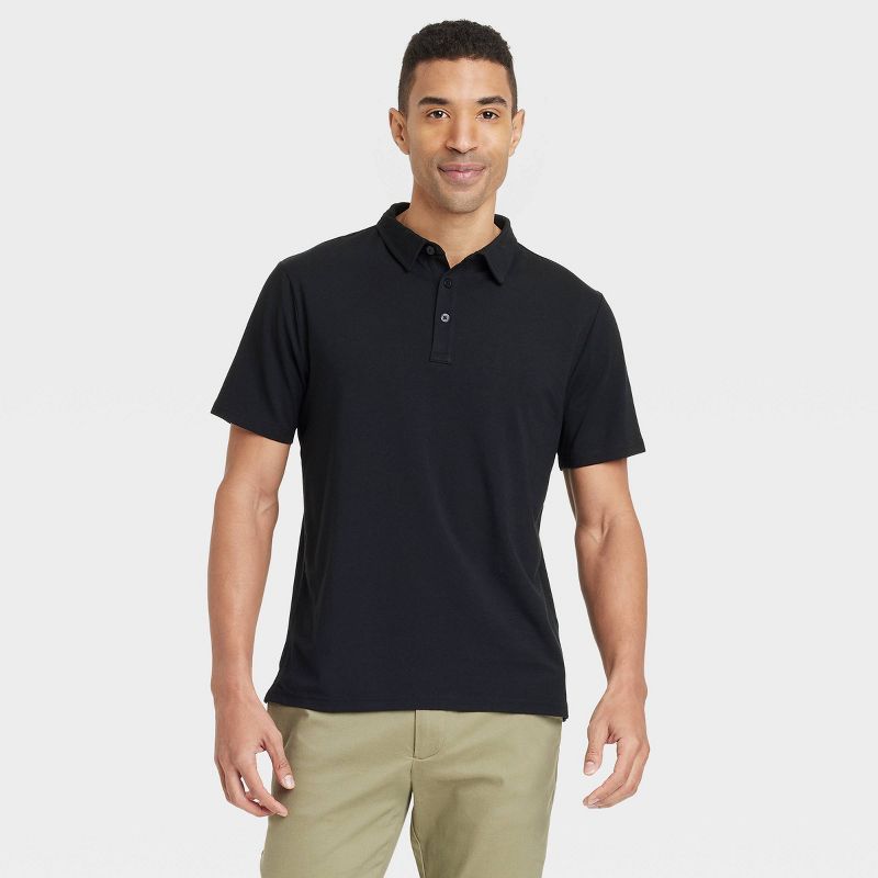 Men's Comfort Wear Polo Shirt - Goodfellow & Co™ Black S: Cotton-Modal Blend, Short Sleeve