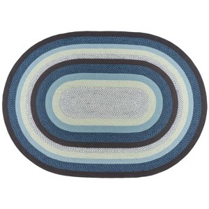 Earth Rugs Oval Braided Rug – Blueberry & Cream Hand-Woven Jute Rug for Rustic Farmhouse Decor - 1 of 1
