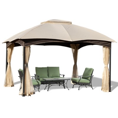 Aoodor Patio Gazebo Metal Frame with Mesh Netting Canopy Top