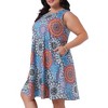Agnes Orinda Women's Plus Size Boho Sleeveless Round Neck Midi Beach Sundress with Pocket - 2 of 4
