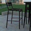Emma and Oliver Armless Powder Coated Steel Stool with 2 Slat Back for Indoor-Outdoor Use - 2 of 4