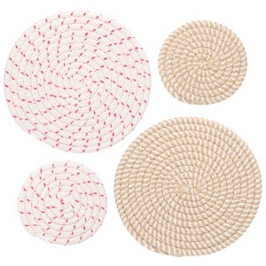 Unique Bargains Indoor Non-slip Absorbent Cotton Rope Plant Saucers Set of 4 - 1 of 4