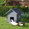 PawHut Duck Coop, Wooden Duck House, Outdoor Small Animal House with Openable Roof, Double Doors, Removable Base for 1-3 Ducks - 3 of 4