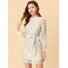 Allegra K Women's Elegant Ruffle Crew Neck Formal Elegant Mini Floral Lace Dress - 2 of 4
