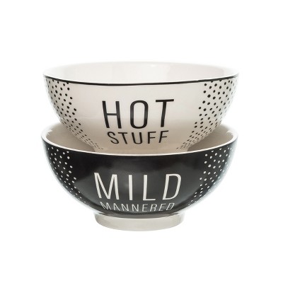 Totalee Gift Mild /Hot Bowls Set of 2 Ceramic Black