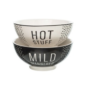 Totalee Gift Mild /Hot Bowls Set of 2 Ceramic Black - 1 of 1