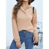 MISSKY Women's Fall Casual Long Sleeve Button Blouses Ribbed Knit Fashion Collared Oversized Loose Fit Tunic Tops - 3 of 4