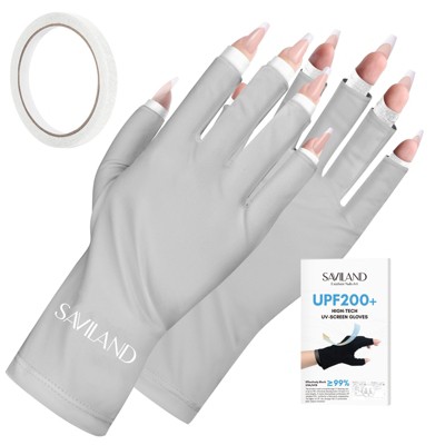 Saviland Pro Surgical UV Defense System - UPF200+ Guard Gloves w/Tactical Tape for Gel Lamp Safety & Cuticle Care. (Size: 1 Pair)