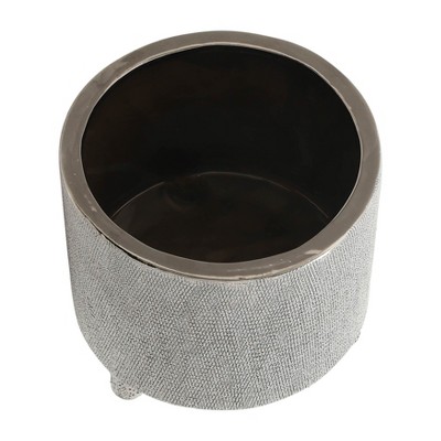 Set of 2 Silver Ceramic Footed Planter Pots
