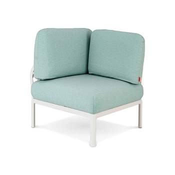Laurel Outdoor Corner Seat with Cushion - White/Seafoam - Lagoon