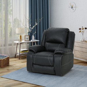 Faux Leather Manual Swivel Recliner Chair with 360° Rotation - 1 of 4