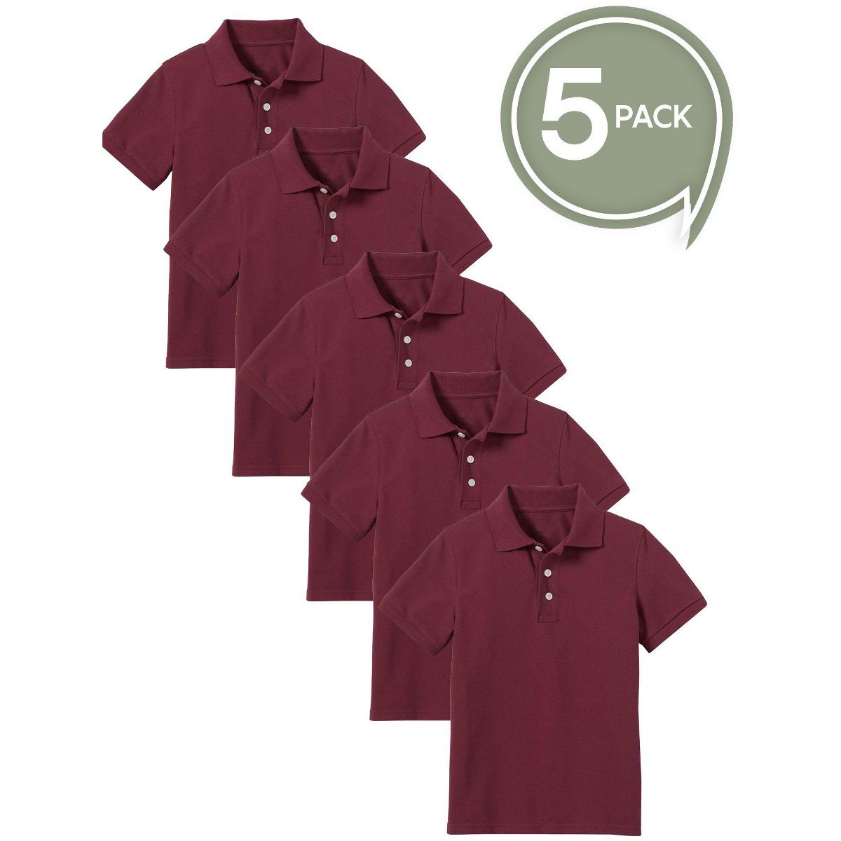 Galaxy by Harvic Boy's School Uniform Polo-5 Pack - thumbnail 6