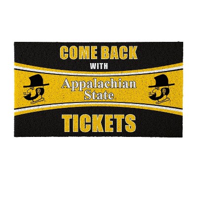Evergreen Come Back with Tickets Appalachian State University 28" x 16" Woven PVC Indoor Outdoor Doormat