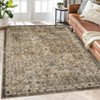 Coolmee Washable Rug for Living Room Boho Floral Non Slip Throw Rugs Large Bedroom Rug Low Pile Soft Stain Resistant CarpetGray - 2 of 4