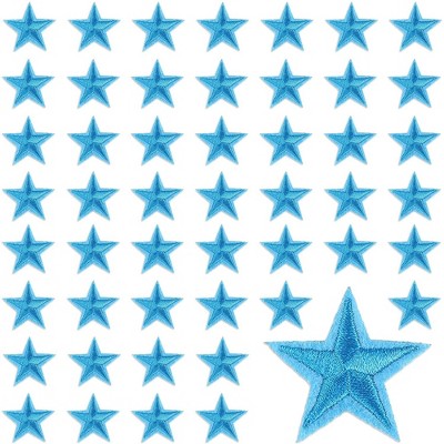 Bright Creations 50-Pack Small Blue Star Embroidery Iron On Patches, Sewing Appliques (1.4 x 1.4 in)
