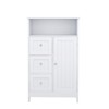 Homy Casa Standing Storage Cabinet with 3 Drawers & Single Door, White - 4 of 4