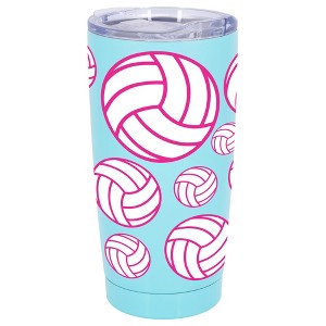 100 North 20 Ounce Stainless Steel On the Go Travel Tumbler With Push Top Lid, Volleyball Teal - 1 of 4