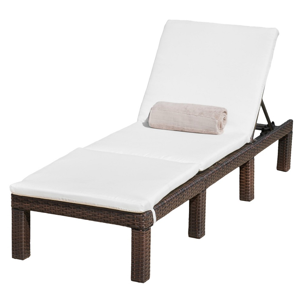 Photos - Garden Furniture Jamaica Wicker Patio Chaise Lounge with Cushion - Off-White - Christopher