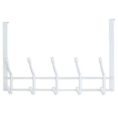 White Metal 2-Tier Over-Door Hook Rack