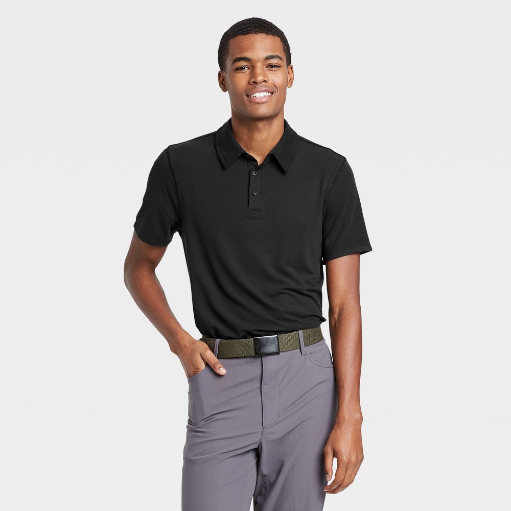 Men's Pique Golf Polo Shirt - All in Motion Black XXL, Men's was $22.0 now $12.0 (45.0% off)