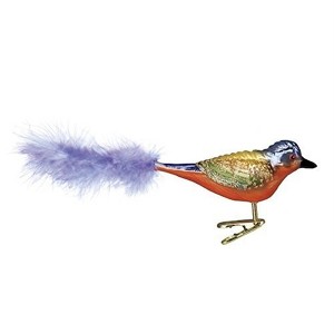 Old World Christmas Painted Bunting Glass Blown Ornament - 1 of 2