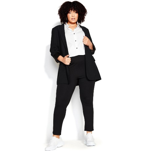 Women's Plus Size Pull On Ponte Pant Black - Tall