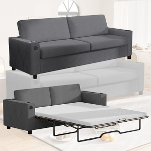 Mjkone 2-in-1 Pull Out Sofa Bed,Sleeper Sofa Couch with Memory Foam Mattress,Cup Holder,USB,Pull Out Couch Bed - 1 of 4