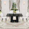 CAVINAS Dining Table Set for 4 Kitchen Table Black Marble Pattern MDF Dining Set with 4 White PU Chairs With a Widened Backrest Design - 4 of 4