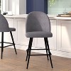 Emma and Oliver Modern Upholstered Dining Stools with Contoured Backs & Powder Coated Steel Legs with Floor Glides - Set of 2 - 2 of 4