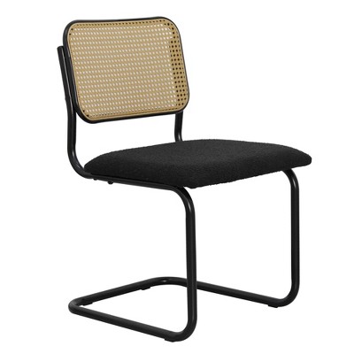 NicBex Dining Chairs Set of 2 Upholstered Chair Mid-Century Modern Chair with Natural Cane Back, Velvet Accent for Kitchen, Bedroom, Green