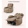 Large Leather Manual Recliner Chair with Comfortable Arms, Built-in Cup Holders, 21.2 Inch Seat Width, for Living Room Relaxation and Entertainment - 2 of 4