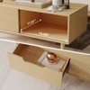 Belord Modern Boho Coffee Table with Storage, Living Room Accent Center Table with Fluted Sliding Doors, Natural Wood Finish - 3 of 4