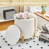 KTMBDW Round Ottoman Foot Stool with Storage and Metal Legs, Velvet Upholstered Footrest Stool Support 300lbs for Living Room Bedroom - 2 of 4