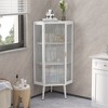 22.25'' Floor Coner Cabinet,Three Tiers with Tempered Glass Doors and Storage Cabinet Shelves for Bathroom, Living Room and Bedroom (White) - 3 of 4