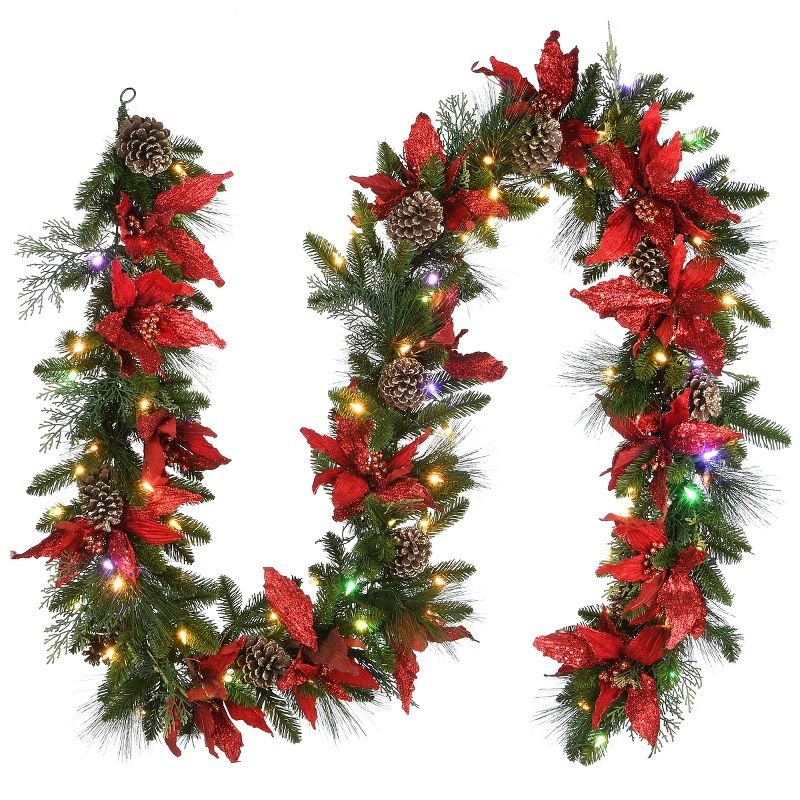 National Tree Company Pre-Lit Artificial Christmas Garland, Green, Evergreen, Multicolor Lights, Plug In, Christmas Collection, 9 Feet, 4 of 8
