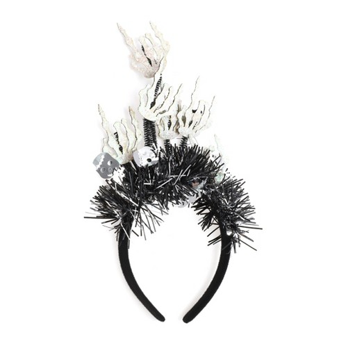 Unique Bargains Halloween Skeleton Hand Pattern Headband Black White 1 Pc - image 1 of 4