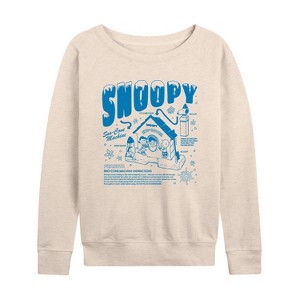 Women's - Peanuts - Snoopy Snocone Lightweight French Terry Wide Neck Long Sleeve Shirt - 1 of 4