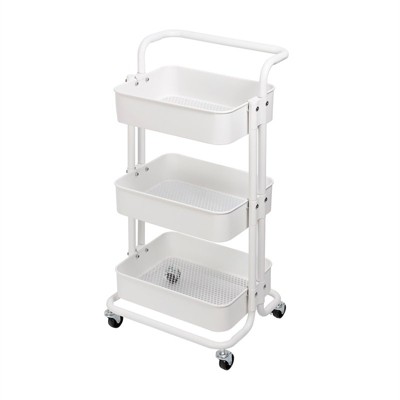 3 Tier Mobile Storage Caddy in Matte White - Pemberly Row