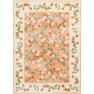 Martha Stewart Floral MSRW195  Machine Washable Skid-Resistant Power Loomed Indoor Rugs - 1 of 4