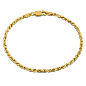 EVERLY JEWELRY | Yellow Plated Sterling Silver 2.3mm Diamond Cut Rope Chain Bracelet, 7.25 inch - 1 of 4